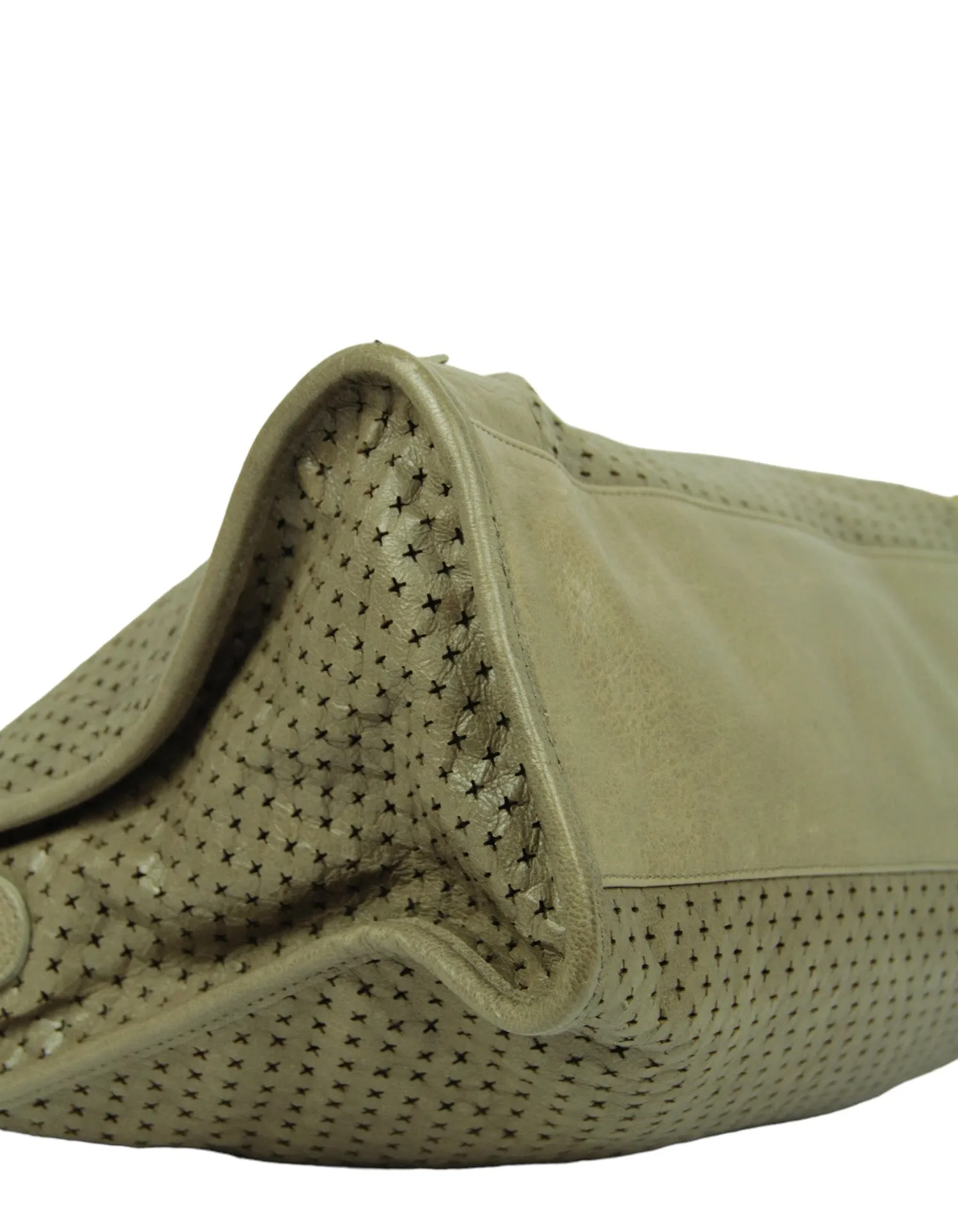 Balenciaga Taupe Cross Perforated Lambskin Motorcycle City Bag