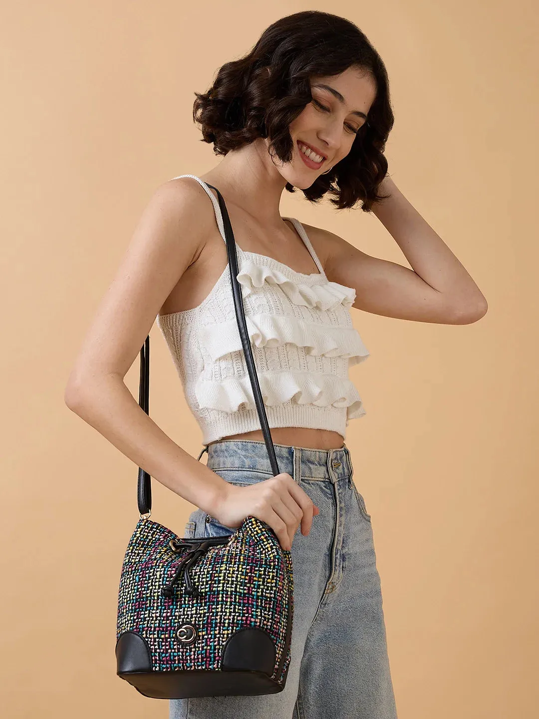 Caprese Harmonee Sling Medium Black Bag
