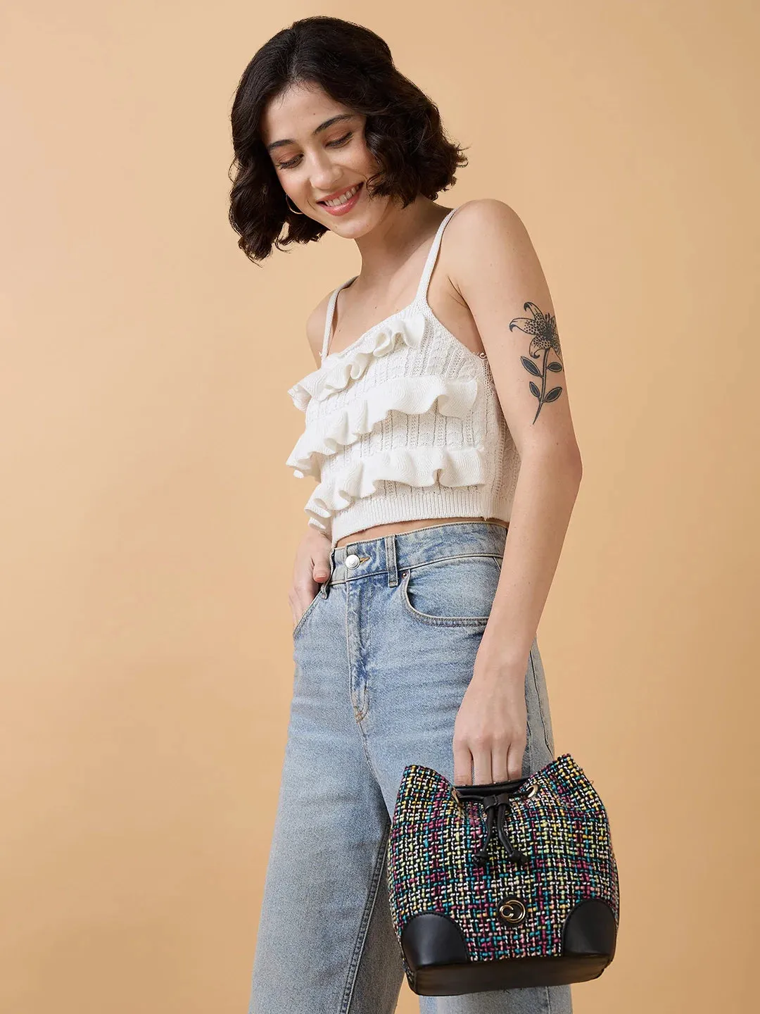 Caprese Harmonee Sling Medium Black Bag