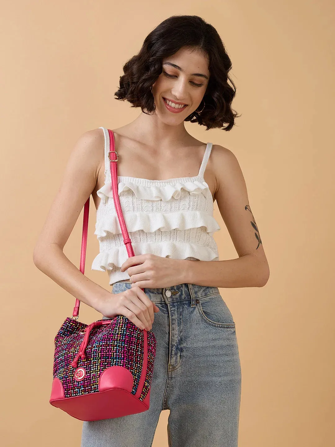 Caprese Harmonee Sling Medium Fuchsia Bag