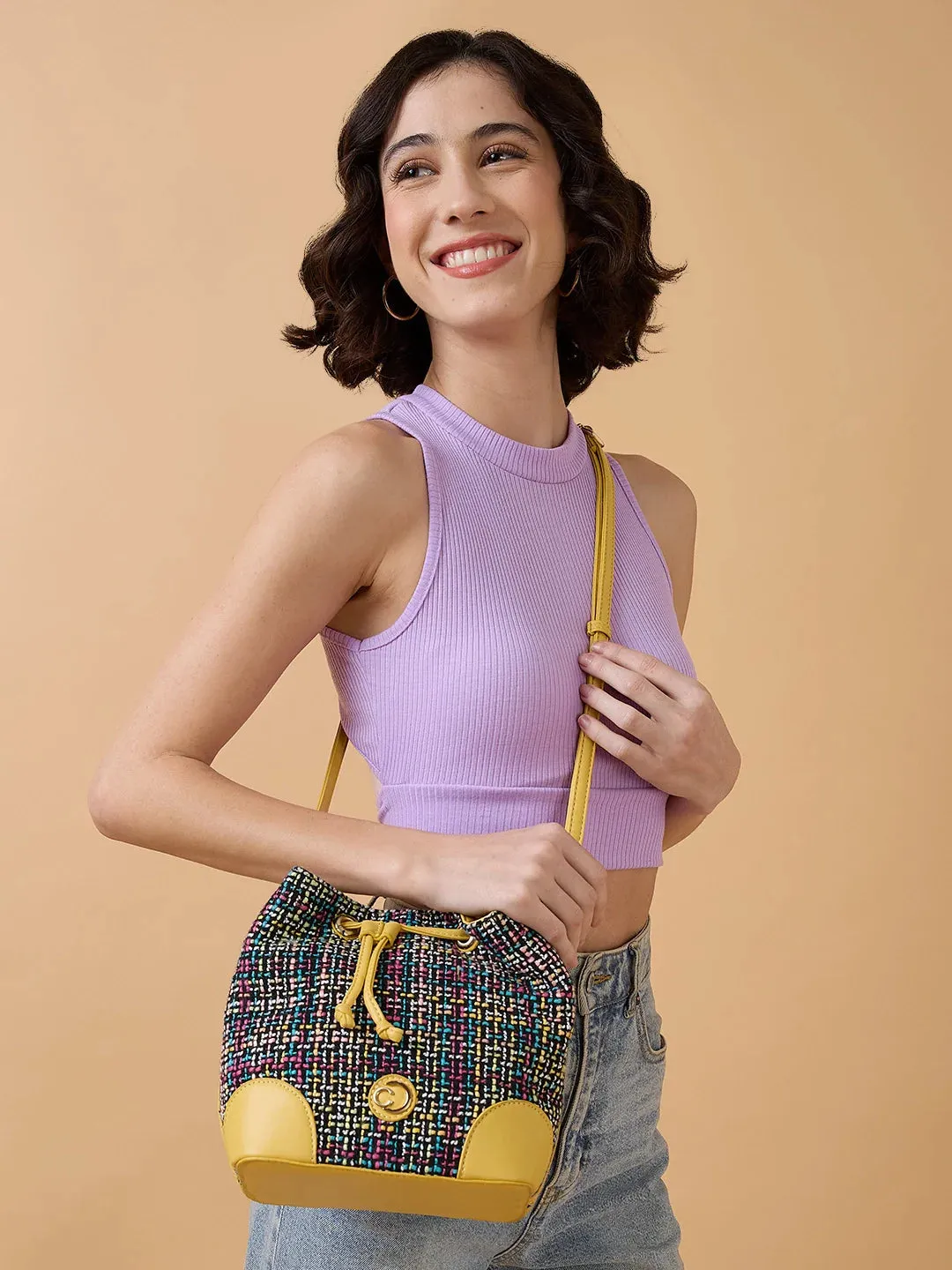 Caprese Harmonee Sling Medium Yellow Bag