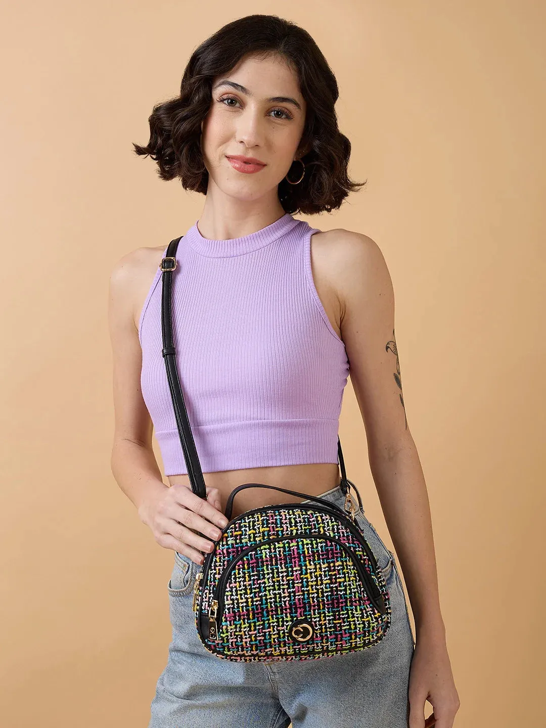 Caprese Harmonee Sling Small Black Bag