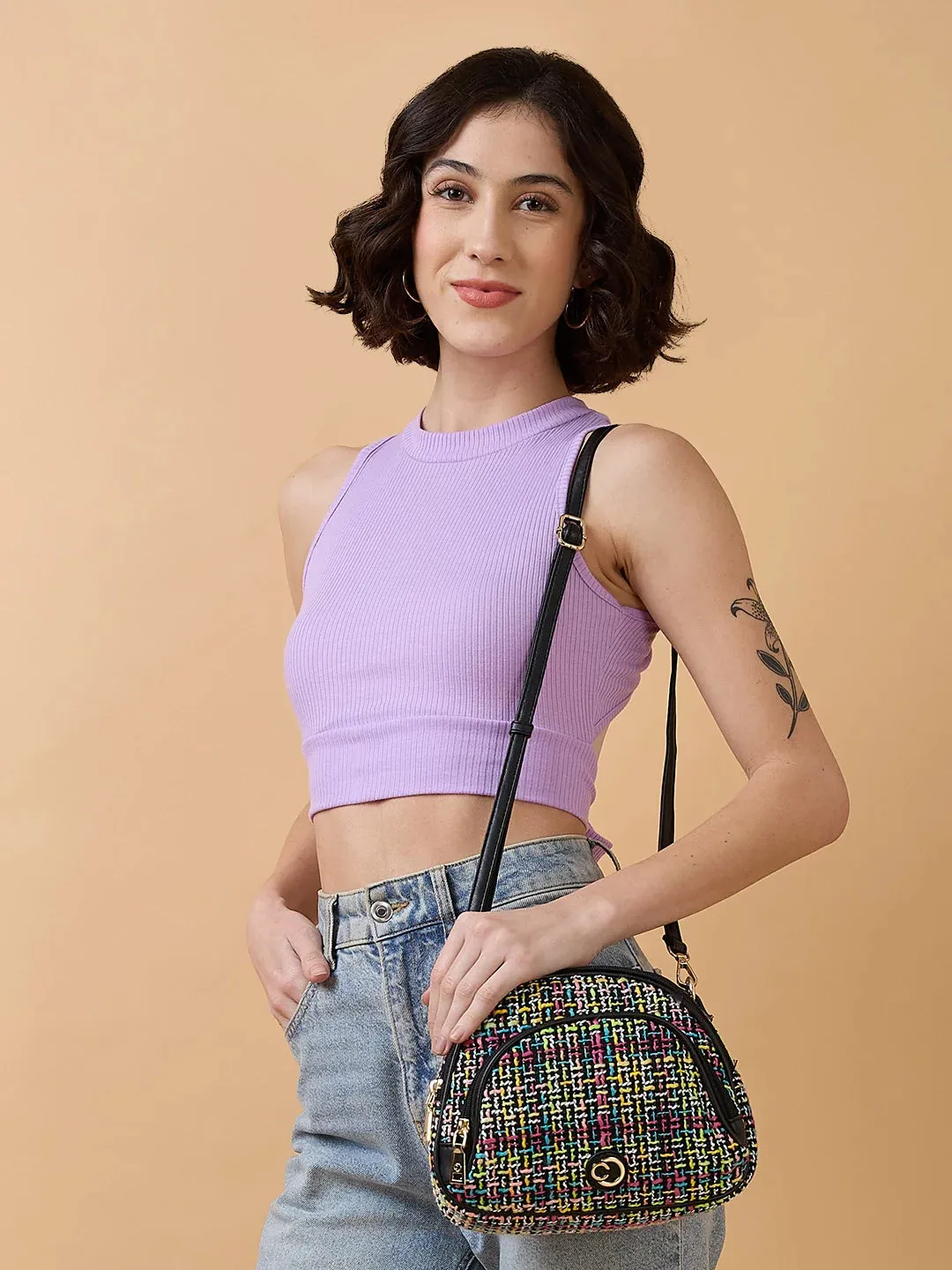 Caprese Harmonee Sling Small Black Bag