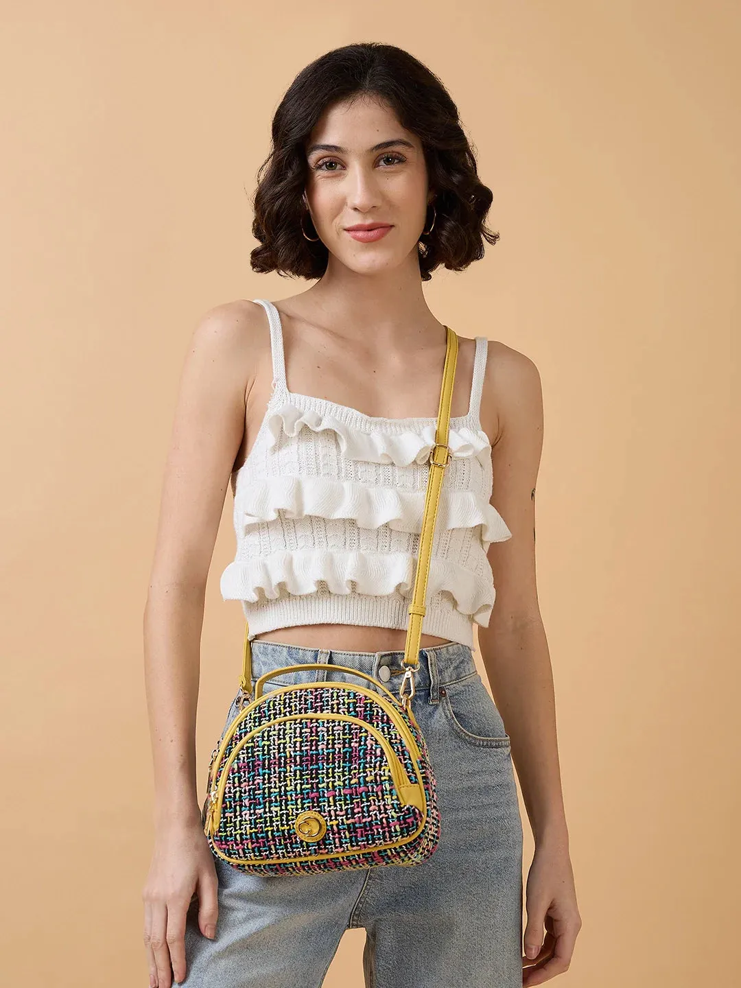 Caprese Harmonee Sling Small Yellow Bag