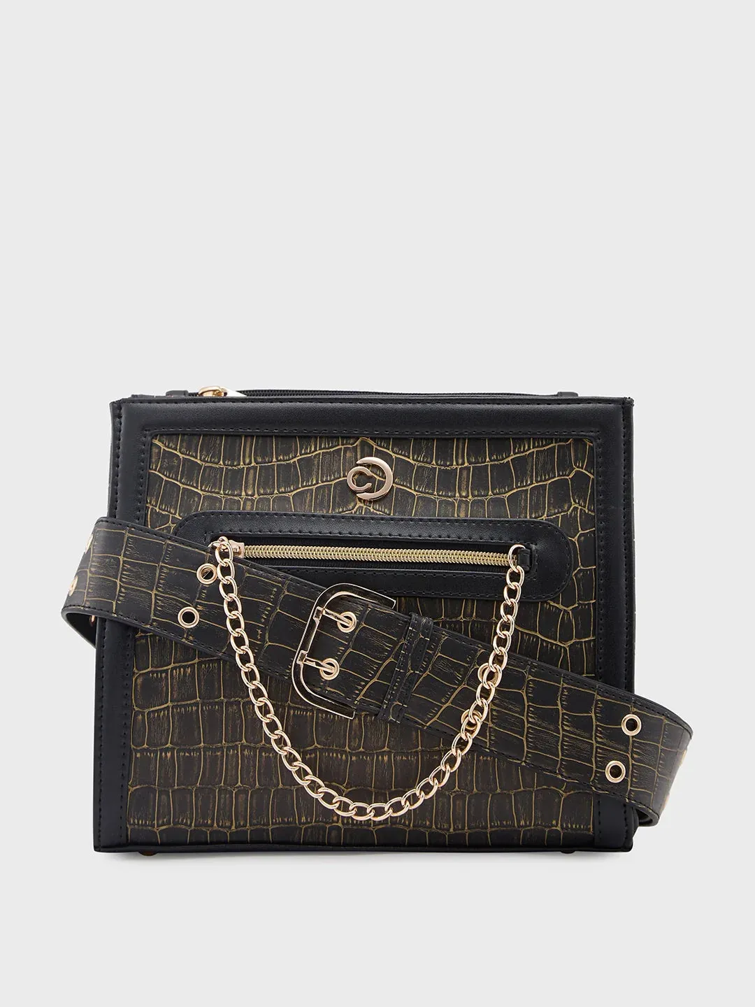 Caprese Mist Medium Black Crossbody Bag
