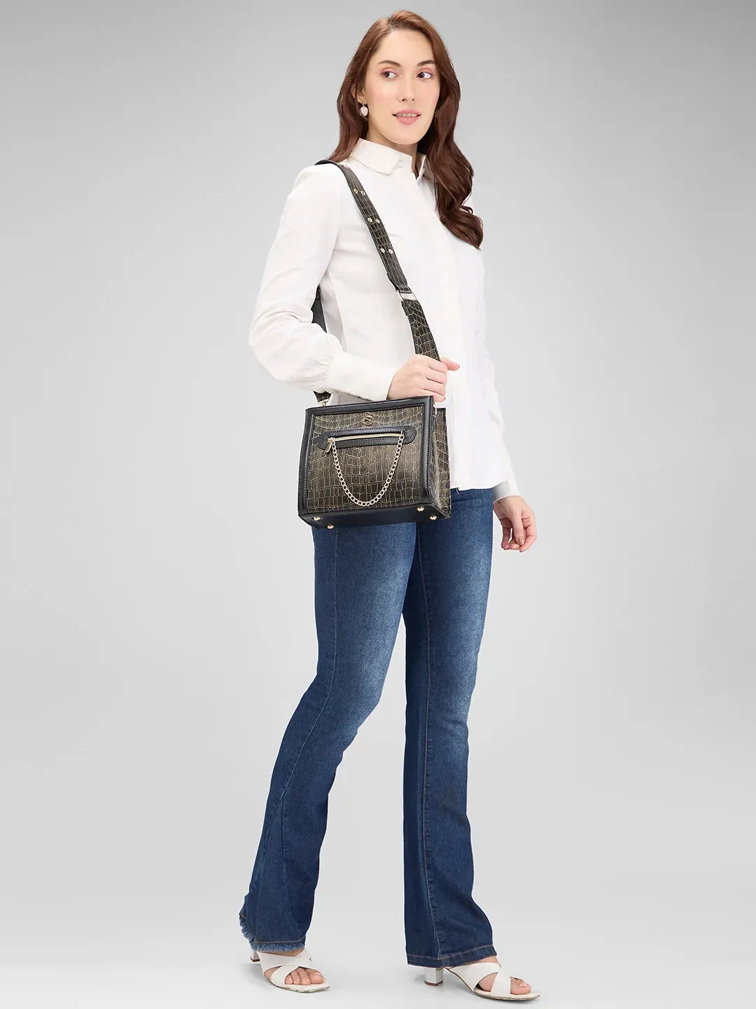 Caprese Mist Medium Black Crossbody Bag