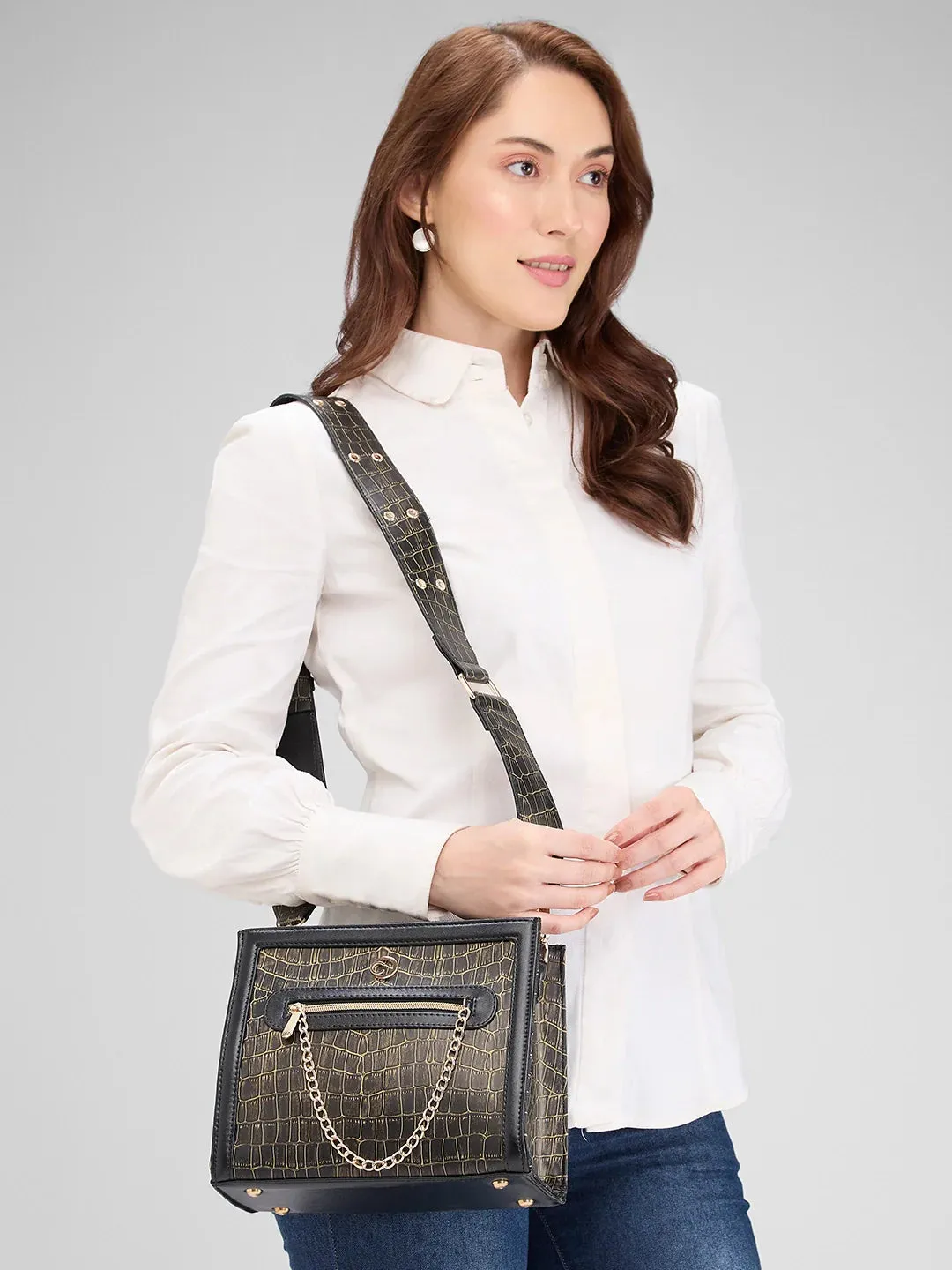Caprese Mist Medium Black Crossbody Bag