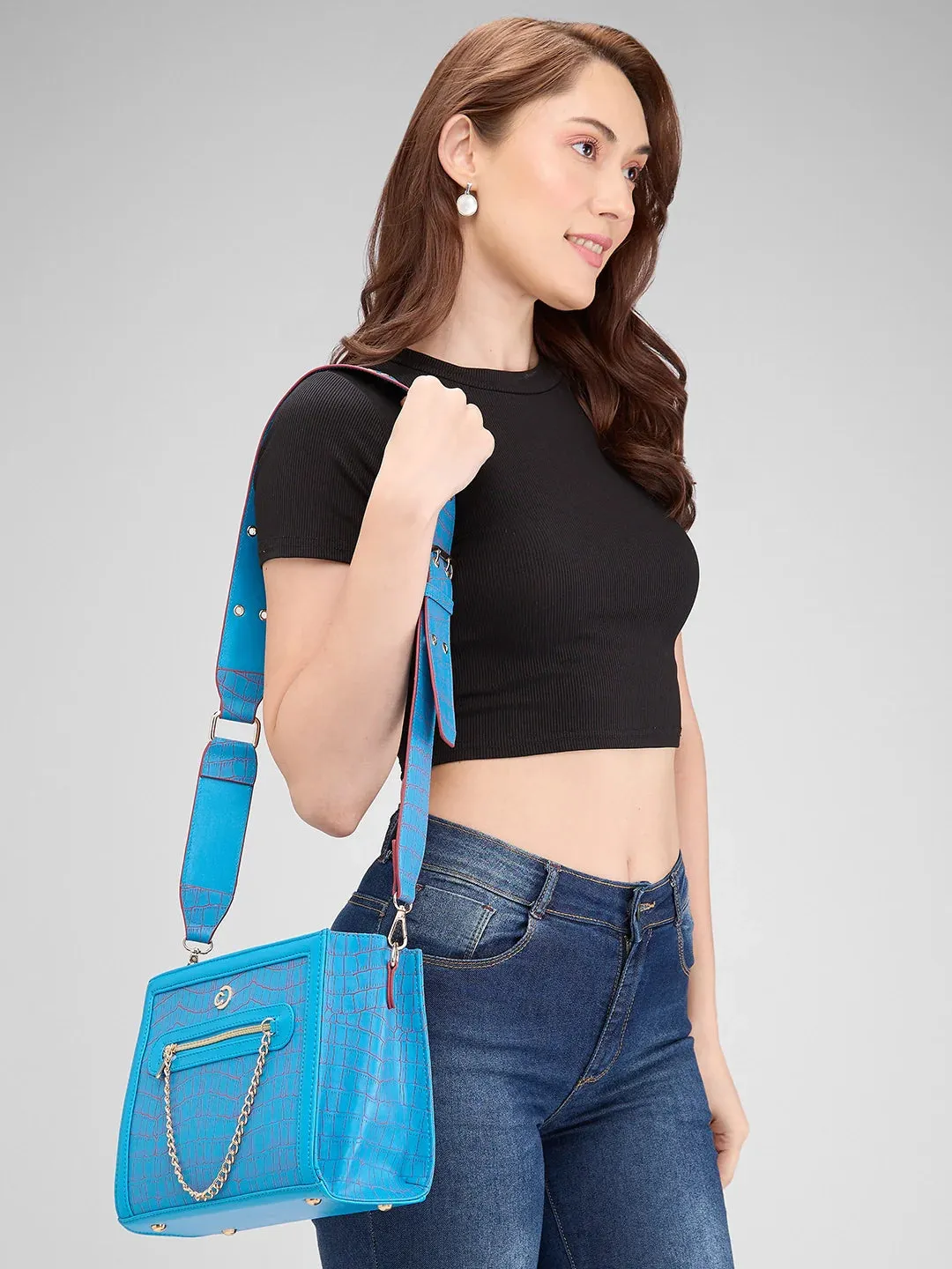 Caprese Mist Medium Blue Crossbody Bag