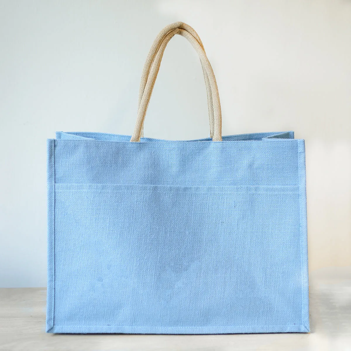 Charcoal Gray Jute Pocket Tote
