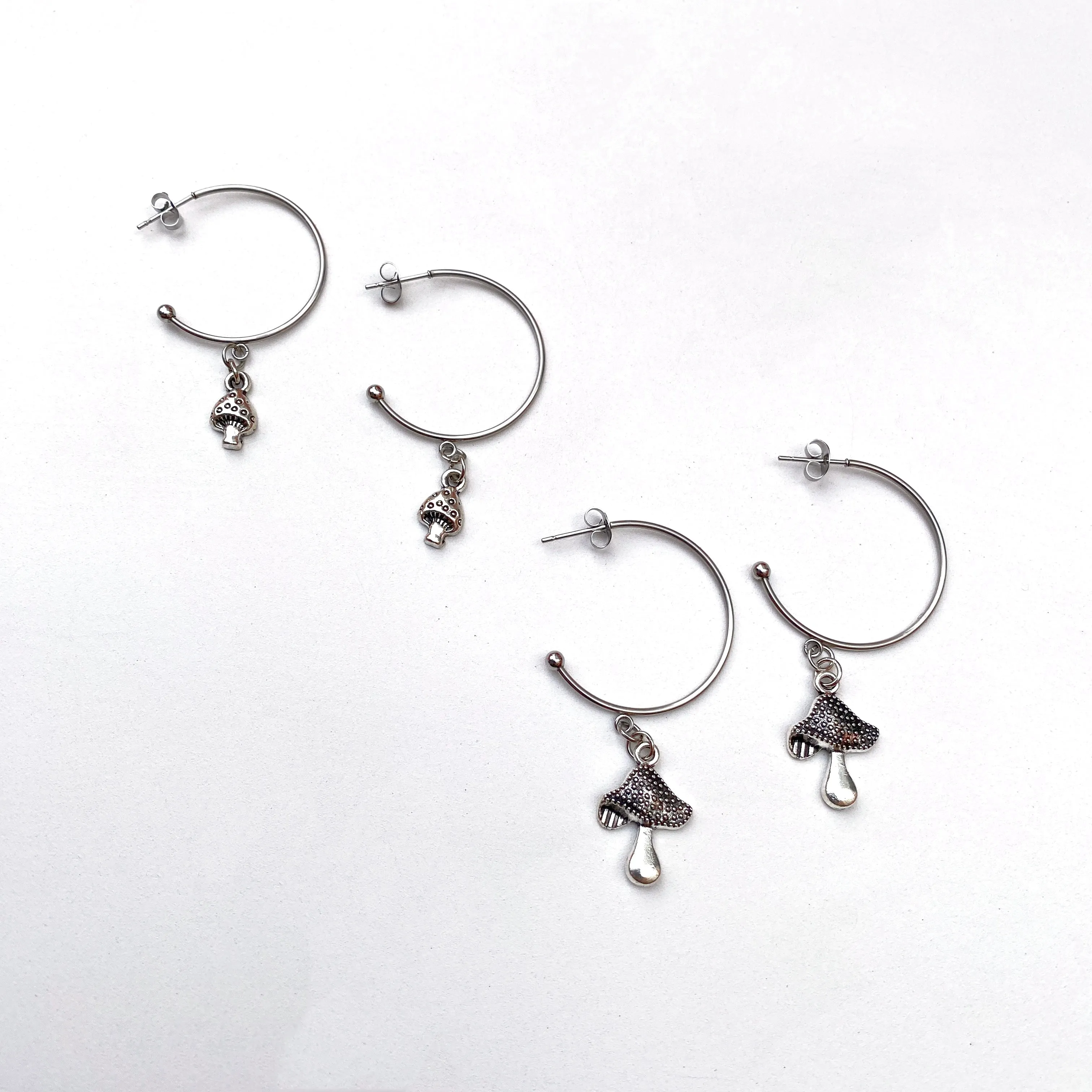 Delicate Mini Shroom Silver Hoops