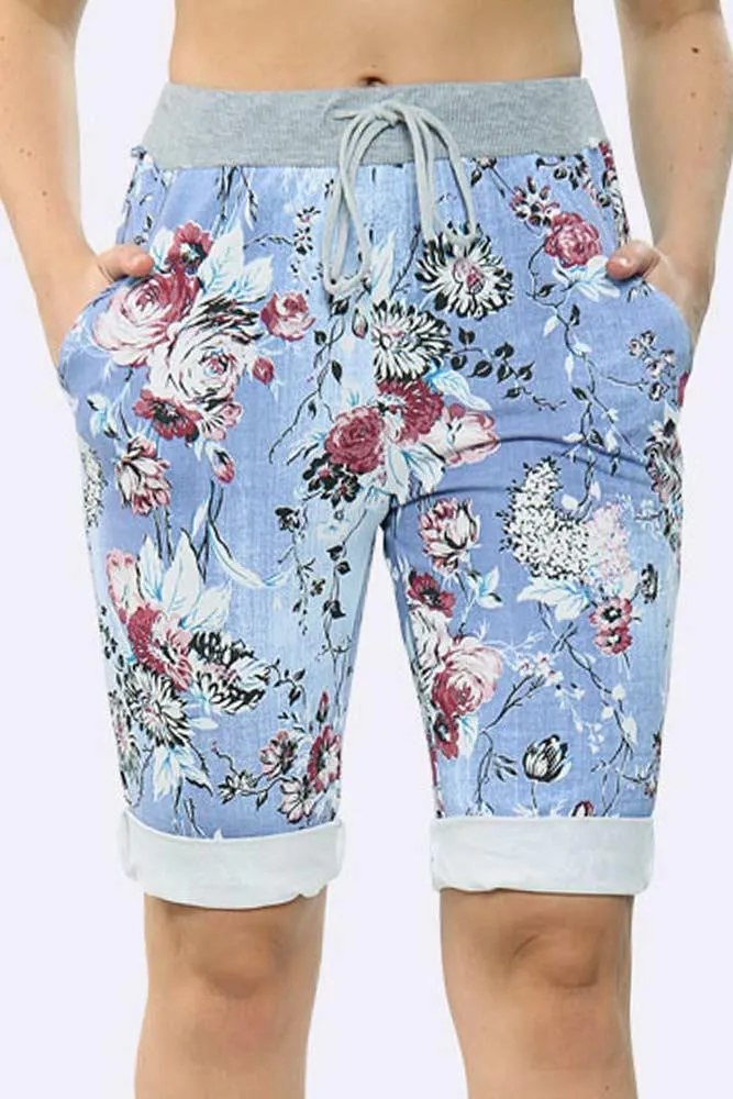Floral Printed 3/4 Drawstring Trouser