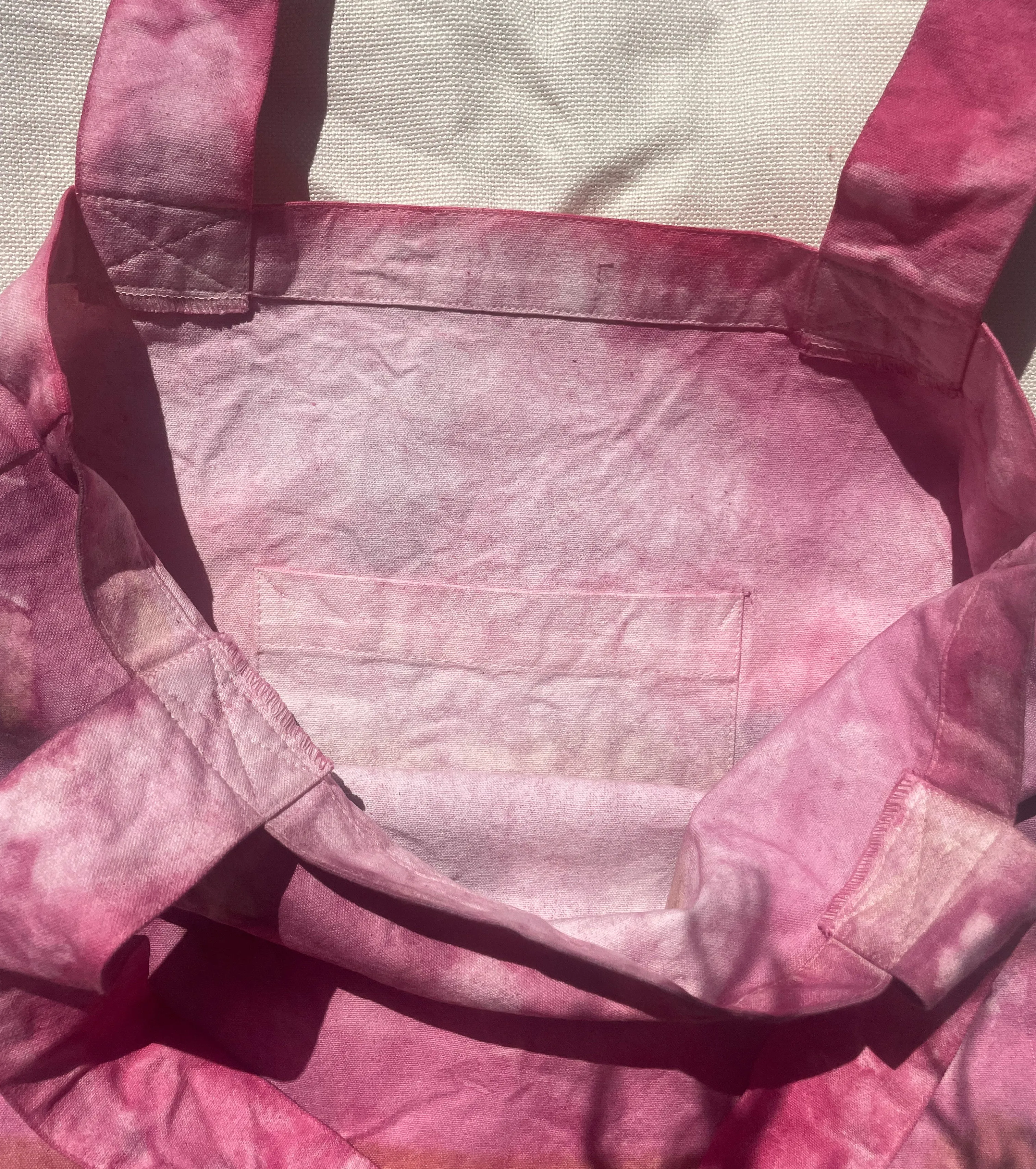 Hand Dyed & Painted Organic Cotton Tote - Cochineal