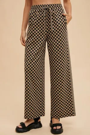 Hazel Blues® |  Annie Wear Drawstring Checkered Wide Leg Pants