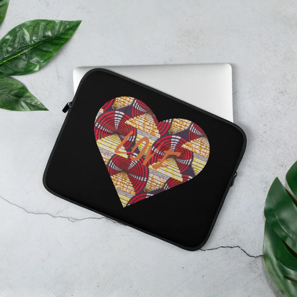 Heart African Print Laptop Sleeve