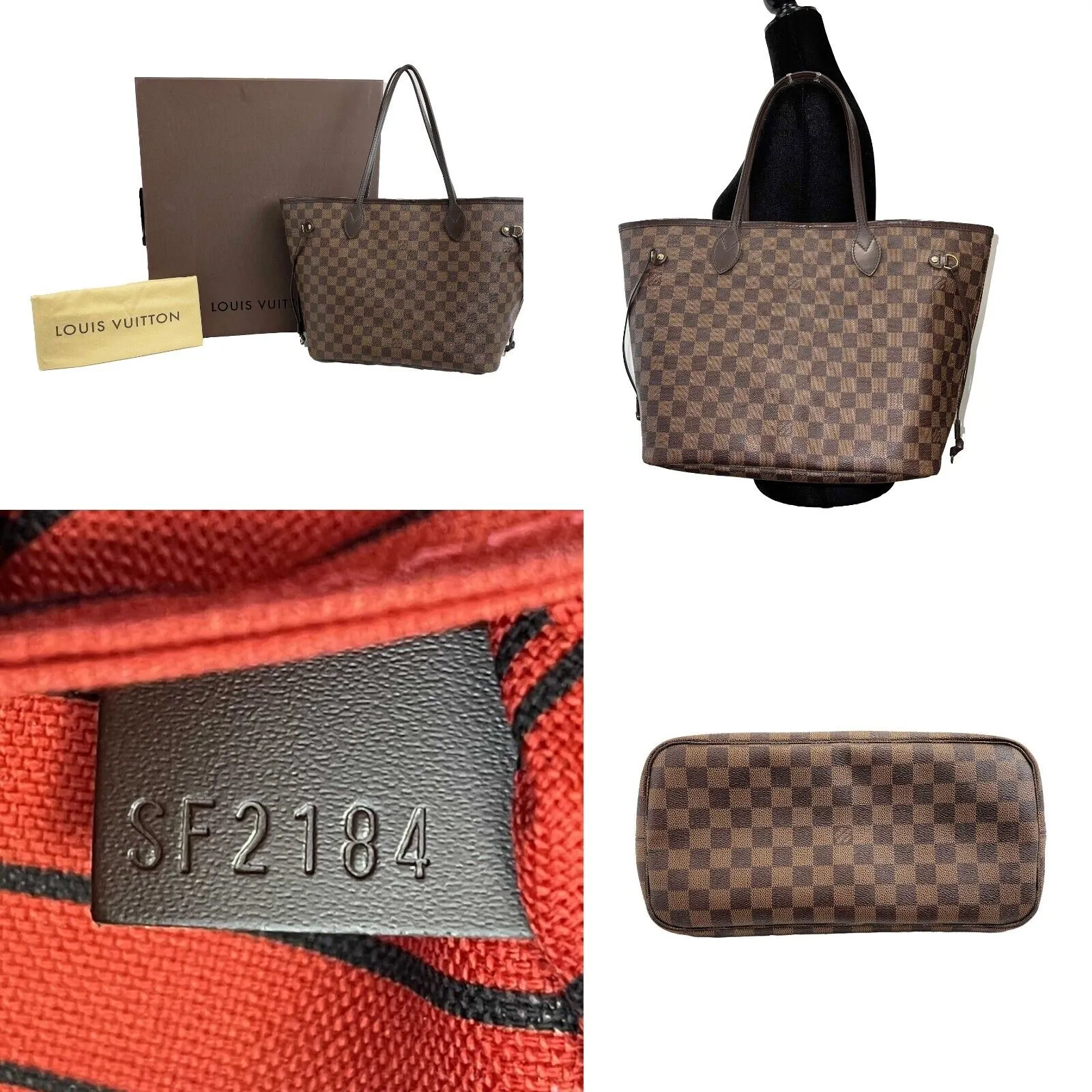 Louis Vuitton Very Good Neverfull MM Damier Ebene Canvas Tote Shoulder Handbag