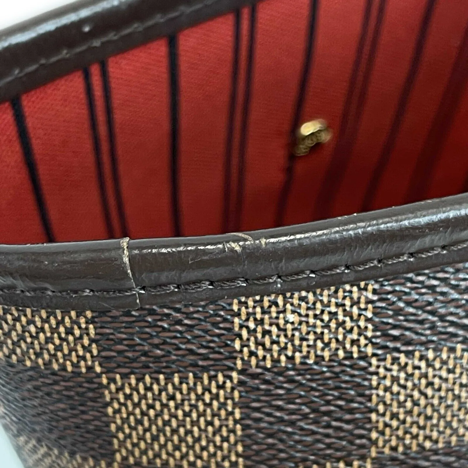 Louis Vuitton Very Good Neverfull MM Damier Ebene Canvas Tote Shoulder Handbag
