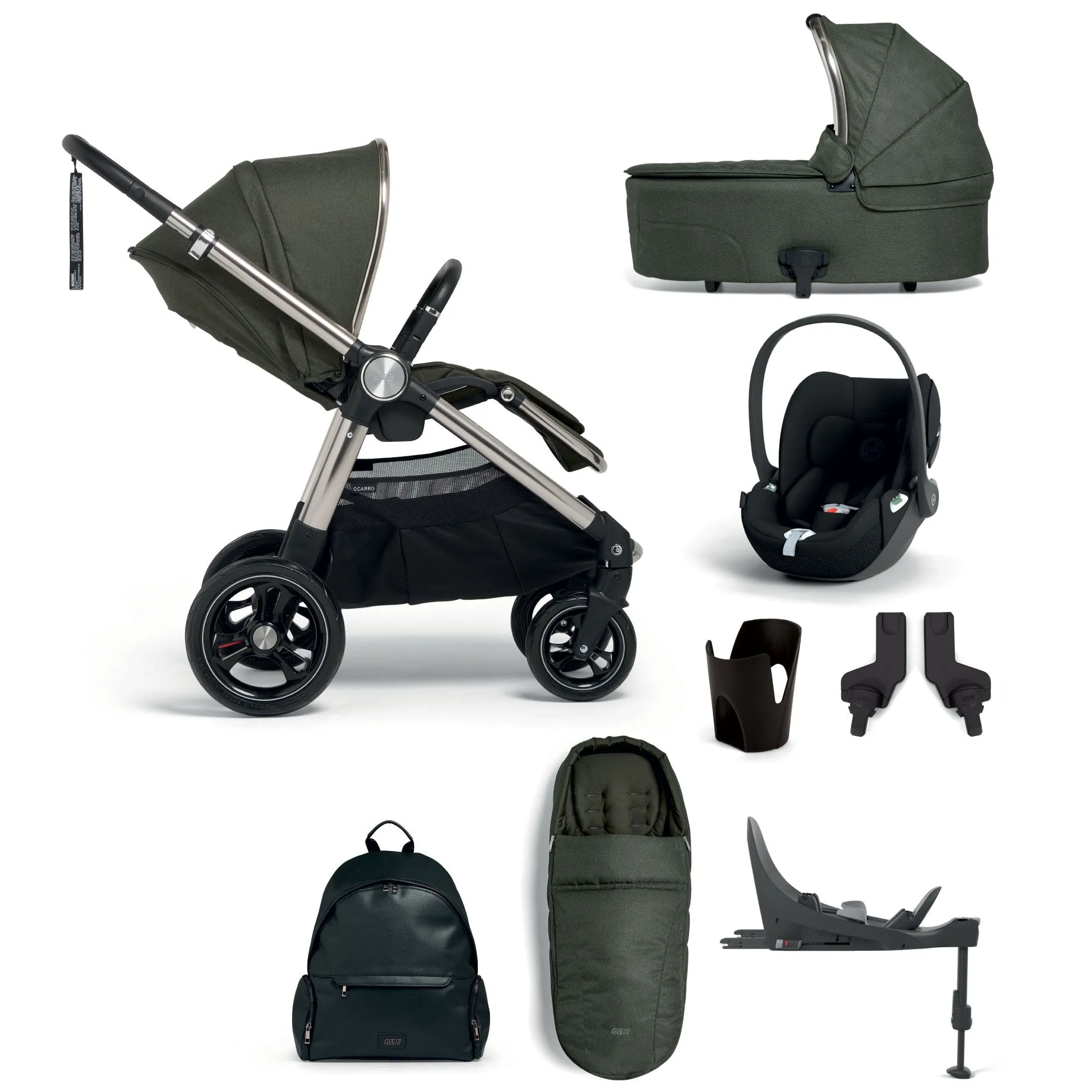 Mamas & Papas Ocarro Complete 8-Piece Aton B2 Bundle in Hunter Green