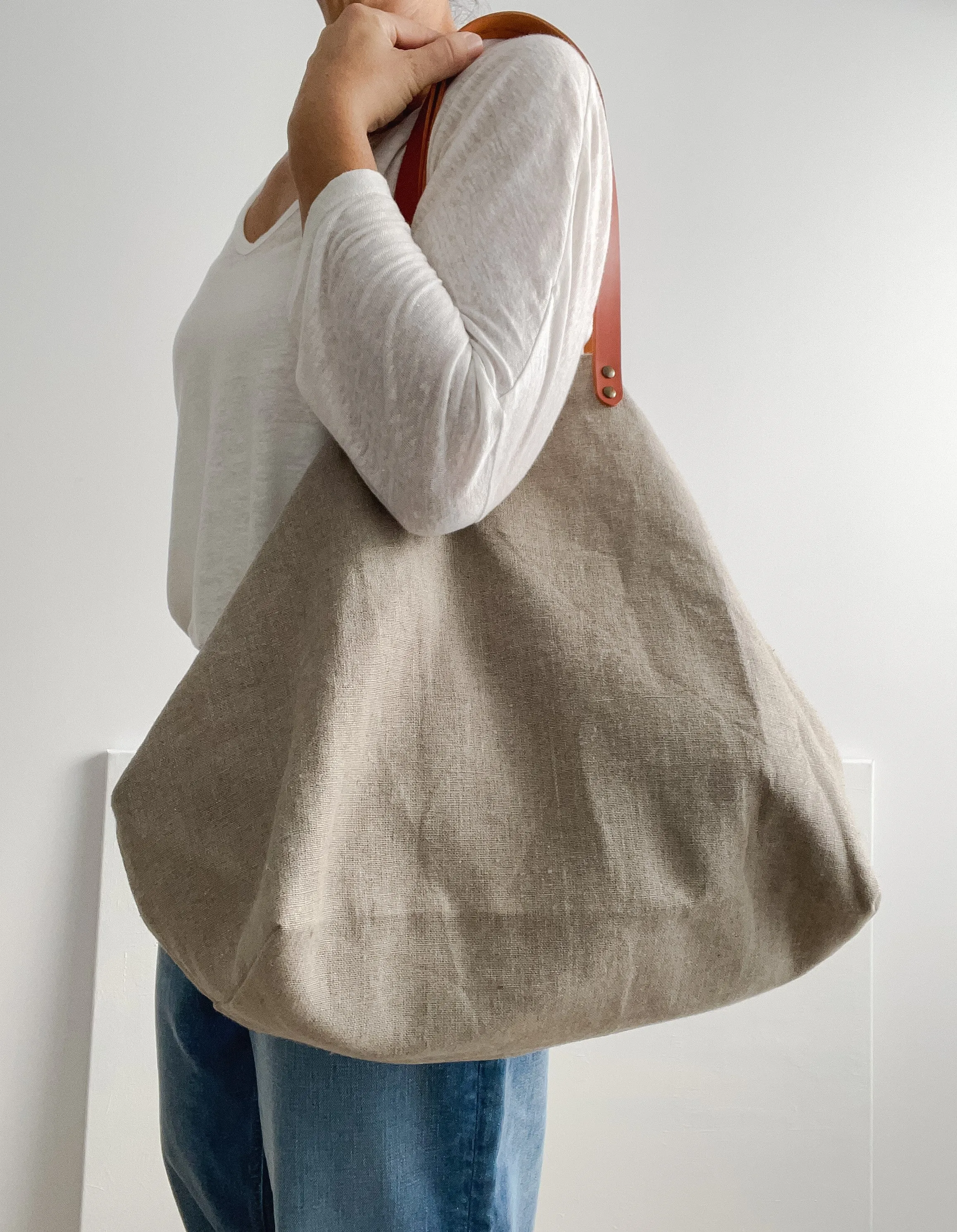 MIDI bag: natural, leather handles