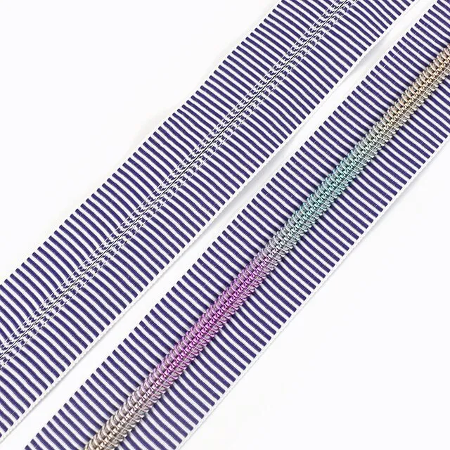 Plum Stripe Rainbow #5 Nylon Zipper Tape, By the Yard!