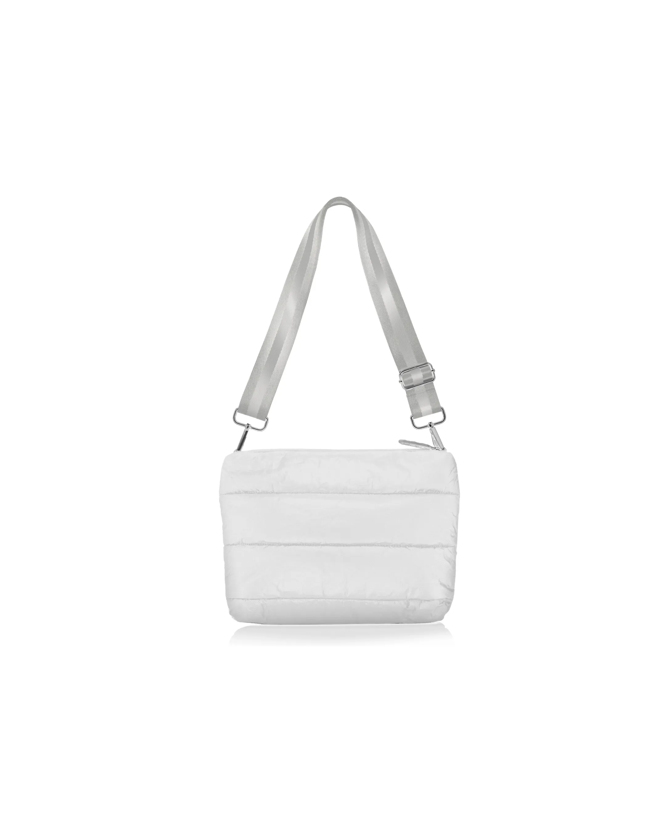 Puffer Crossbody Purse | Shimmer White