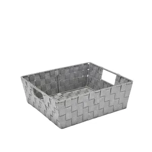 Simplify Striped Woven Basket for Storage with Handles Nursery
