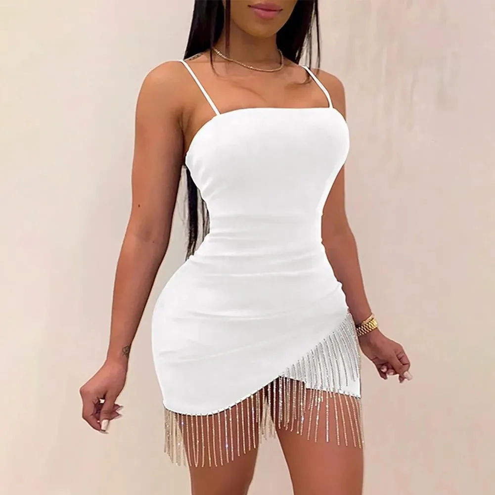 Sparkly Fringe Mini Dress – Spaghetti Strap Party Outfit