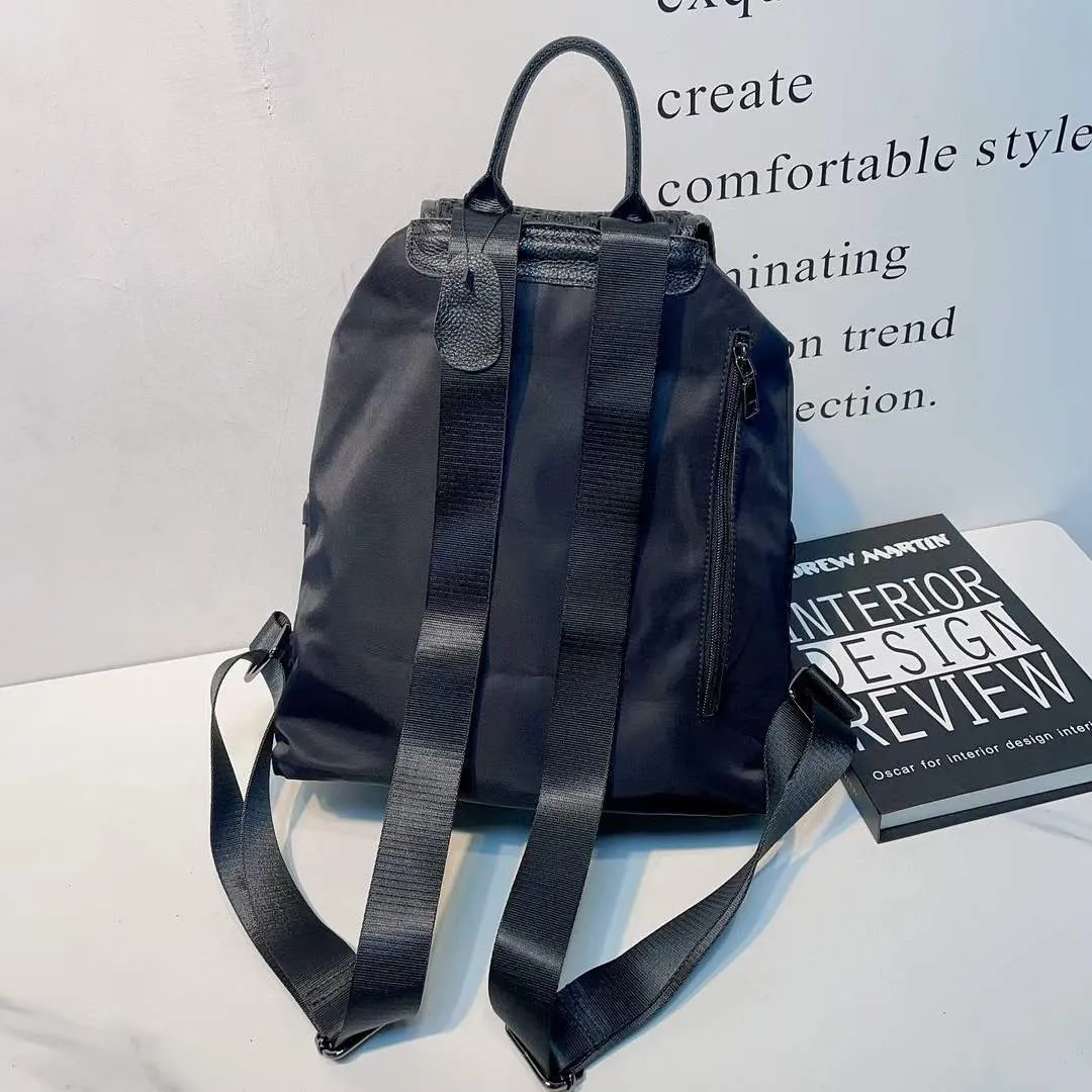 Women's Denim Vintage Drawstring Flip Practical Straps Backpacks